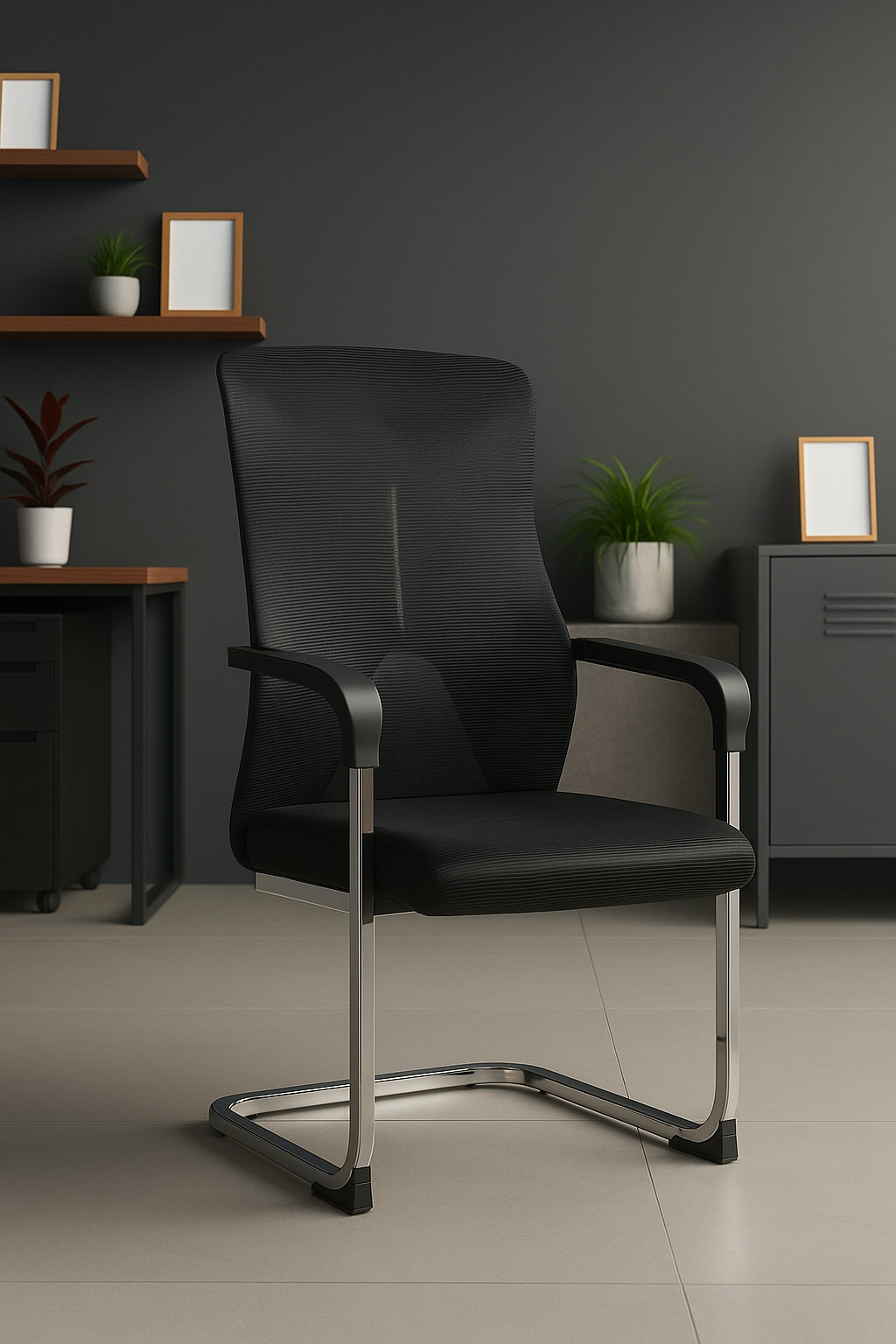 Modern Black Mesh Visitor Chair