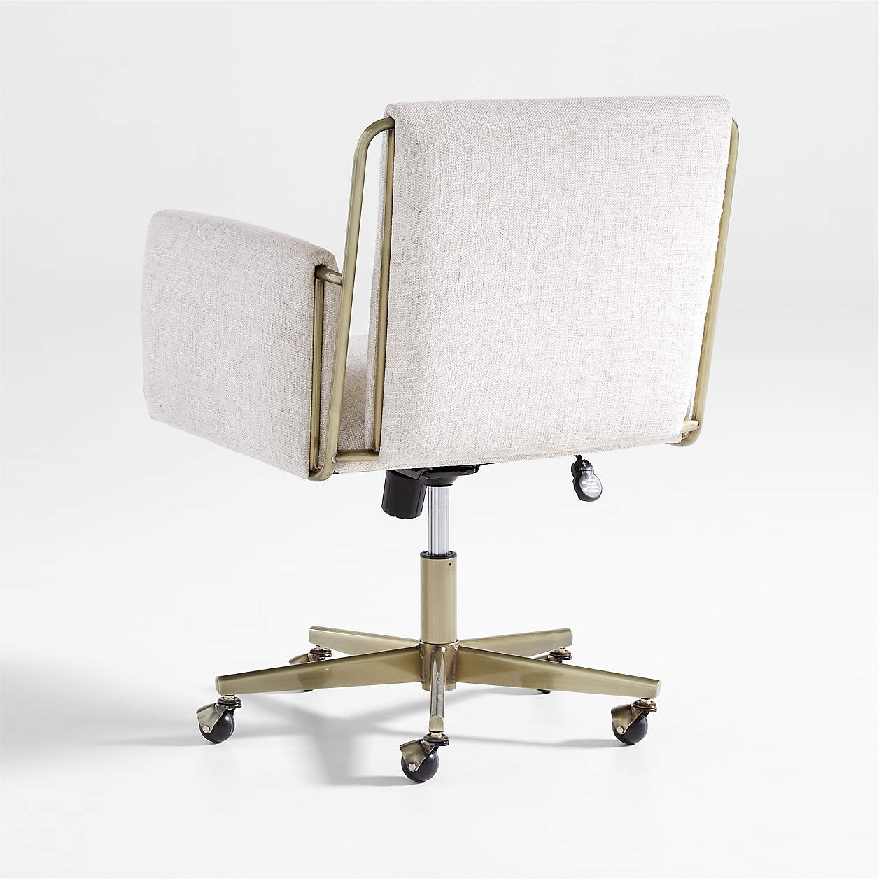 Caterina Natural Upholstered Office Chair with Brass Base